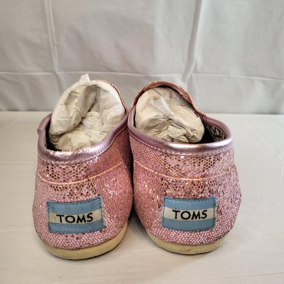 Toms Pink Glitter Flats Siip on Woman Size 7.5 - Picture 4 of 6